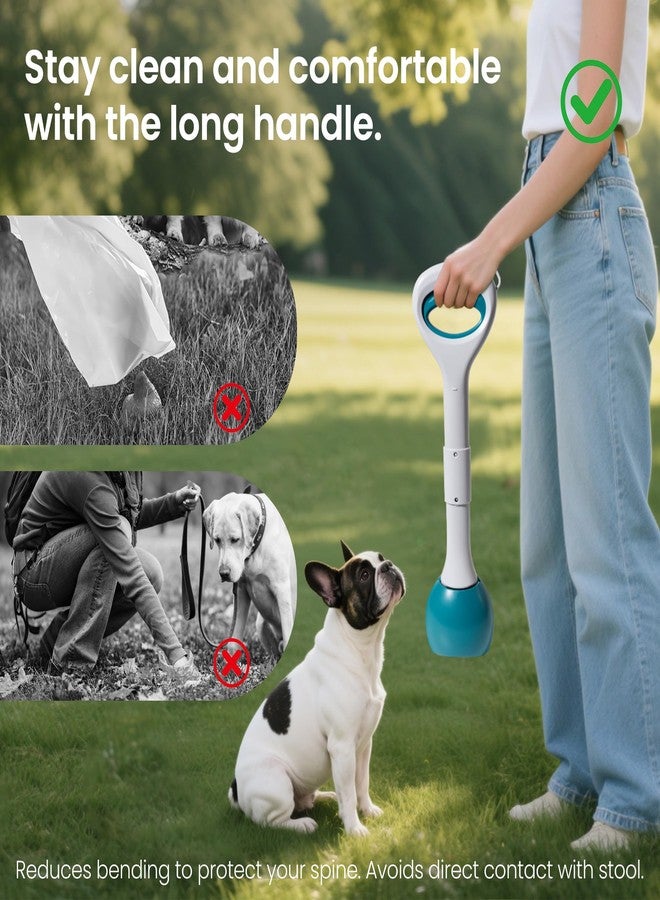 NYEONHRT Dog Pooper Scooper Portable with Bag Attachment, One Handed Foldable Design, Includes 120 Biodegradable Waste Bags and Dispenser, 19 Inch Handle for Grass Yard Gravel Cleanup (Green) - Image 5