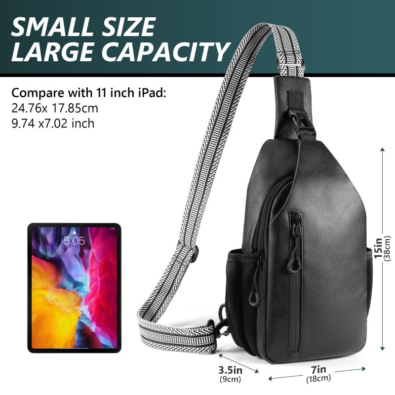 DegeTMVe Tactical CCW Sling Bag for Men & Women - Premium Vegan Leather Concealed Carry Holster Crossbody Bag, Anti-Theft Pack with Adjustable Guitar Strap (Fits iPad 11, iPhone 16 Pro Max) - Image 3