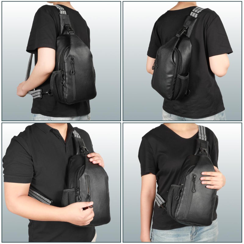 DegeTMVe Tactical CCW Sling Bag for Men & Women - Premium Vegan Leather Concealed Carry Holster Crossbody Bag, Anti-Theft Pack with Adjustable Guitar Strap (Fits iPad 11, iPhone 16 Pro Max) - Image 5