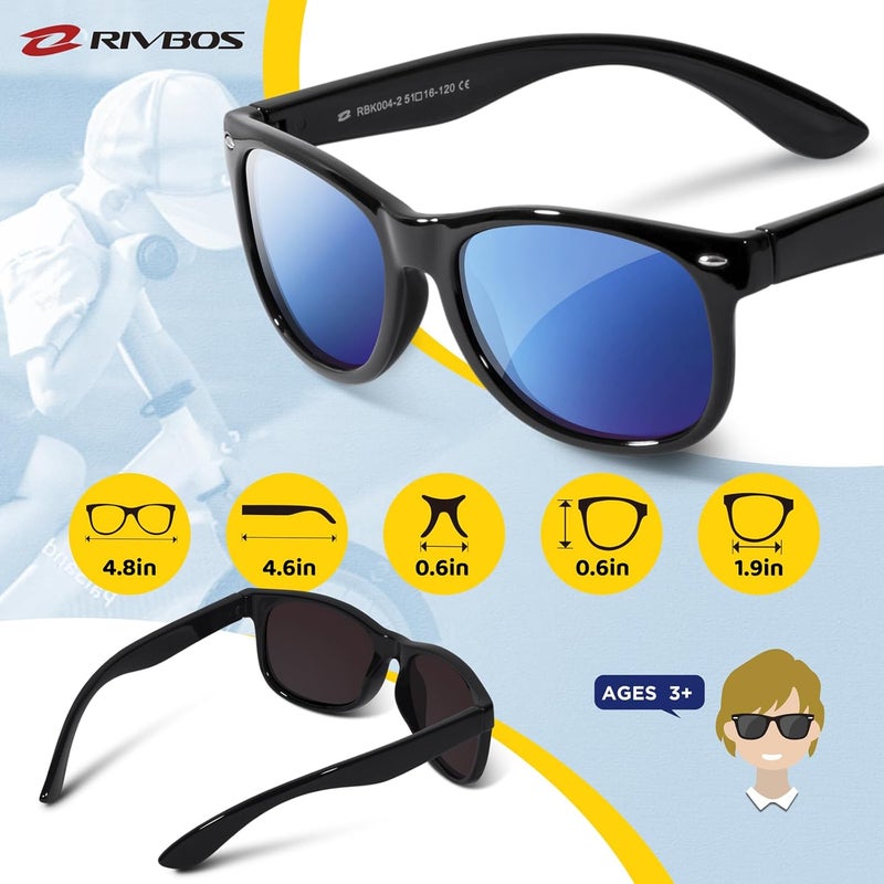 RIVBOS Kids Sunglasses Polarized UV Protection Flexible Rubber Glasses Shades with Strap for Boys Girls RBK004 - Image 5