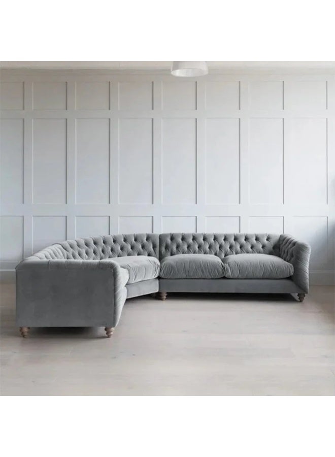 Round Chesterfield Corner Sofa - Customizable Sectional Sofa for Living Room, Premium Upholstery, L-Shape Design