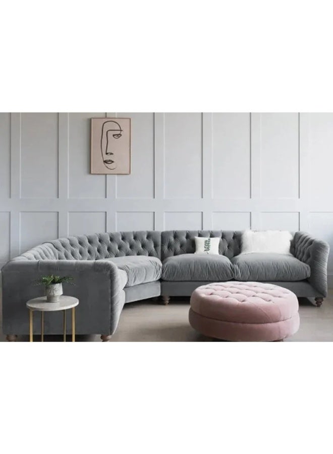 Round Chesterfield Corner Sofa - Customizable Sectional Sofa for Living Room, Premium Upholstery, L-Shape Design