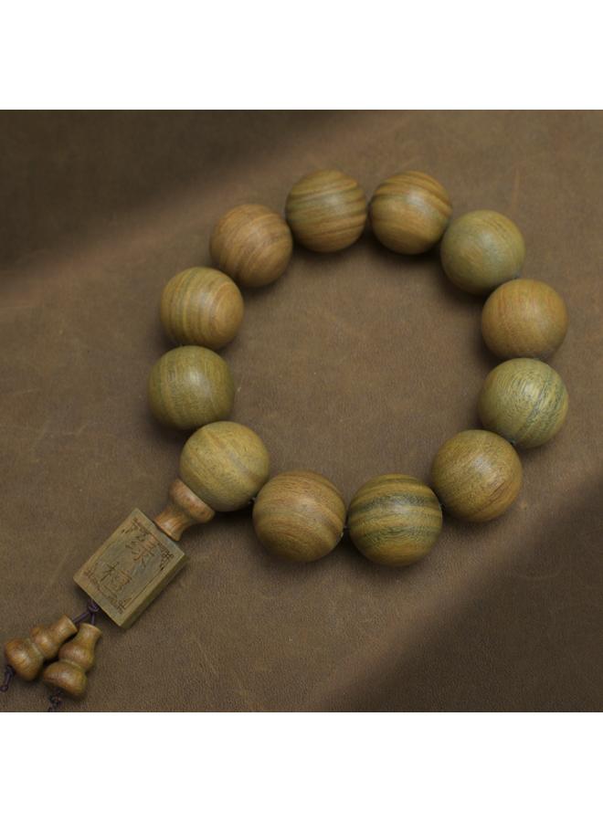 Natural Green Sandalwood 08 Beads Bracelet Rosary Men And Women Couple 0.8 Bracelet Ethnic Ancient Style Handheld