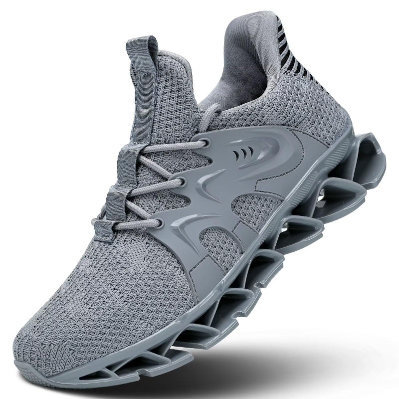 Luogoks Men's Walking Running Shoes Blade Tennis Casual Fashion Sneakers Comfort Non Slip Sport Athletic Grey 6.5 - Image 1