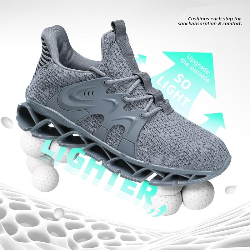 Luogoks Men's Walking Running Shoes Blade Tennis Casual Fashion Sneakers Comfort Non Slip Sport Athletic Grey 6.5 - Image 4