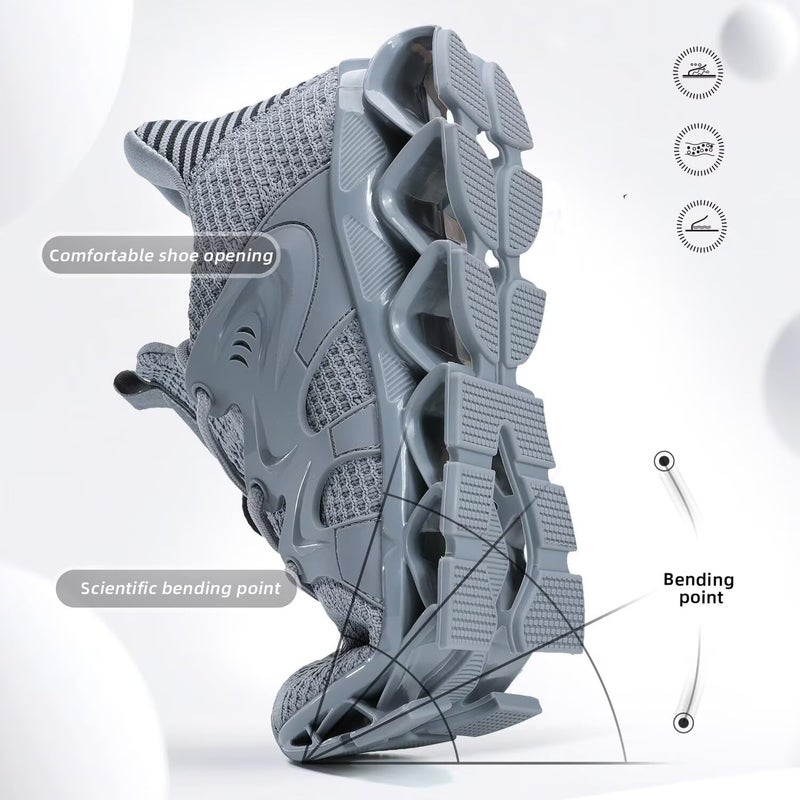 Luogoks Men's Walking Running Shoes Blade Tennis Casual Fashion Sneakers Comfort Non Slip Sport Athletic Grey 6.5 - Image 5
