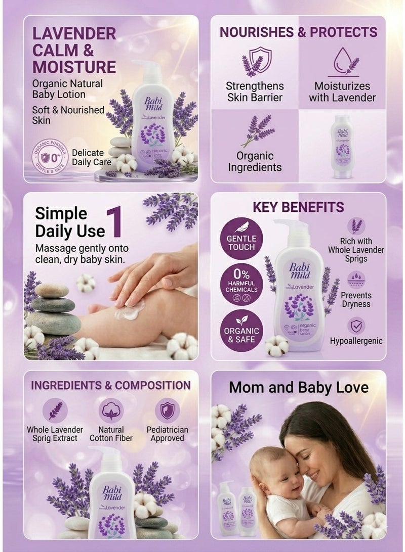 BABIMILD Babi Mild Relaxing Lavender Organic Baby Lotion – Gentle Touch Moisturizing Care for Soft & Calm Baby Skin (0+ Months)180ml - Image 3