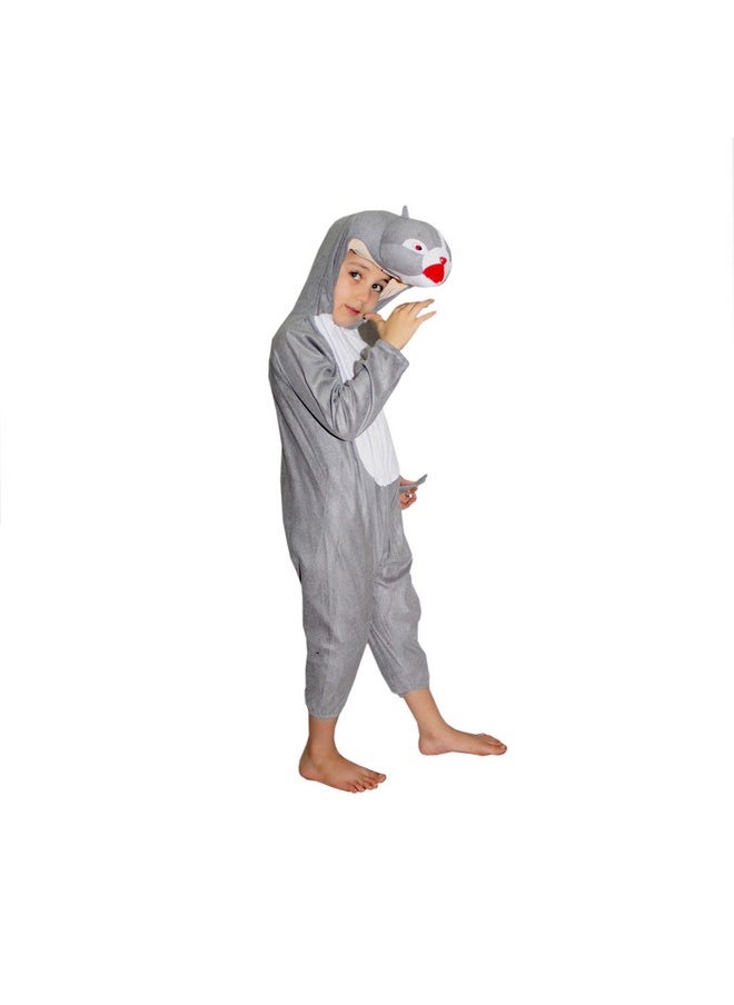 Kaku Fancy Dresses - Kaku Fancy Dresses Polyester Squirrel Animal Costume For Kids - Grey, 5-6 Years | Animal Fancy Dress For Boys & Girls - Image 1