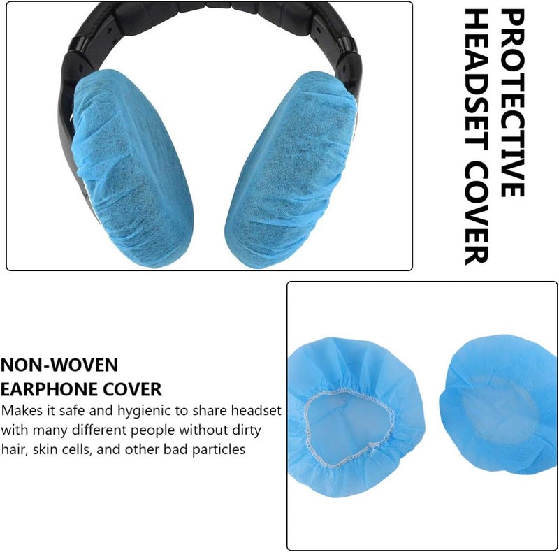 Hemobllo Disposable Headphone Covers - 100 Pcs Nonwoven Earphone Covers Stretchable Headphone Covers Dust-Proof Sanitary Headset Ear Pads Cover Protector (Blue, 11cm Diameter) - Image 3