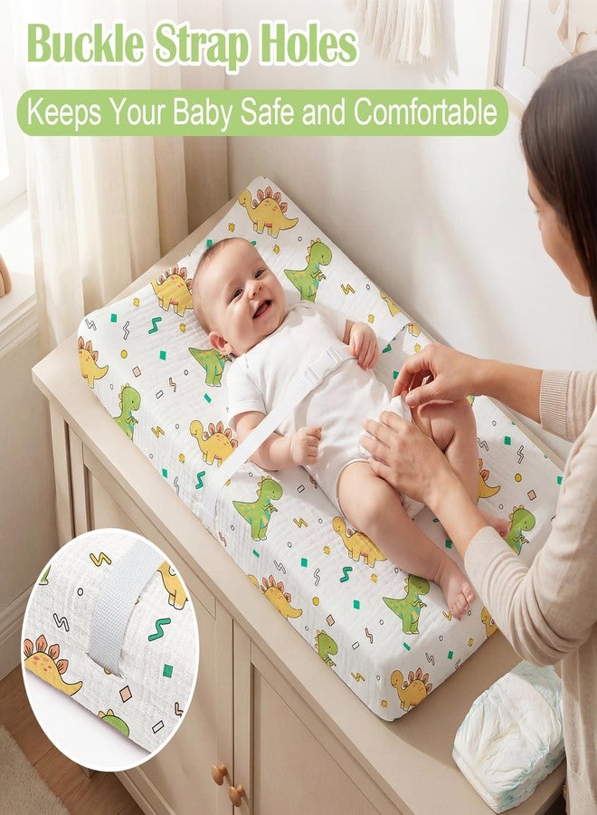 Lattlefnki Changing Pad Cover Waterproof 2-Pack for Baby Boys, Soft Breathable Cotton Fitted Diaper Changing Table Covers, Fit Standard 32"x16" Contoured Pad, Green Dinosaur - Image 2