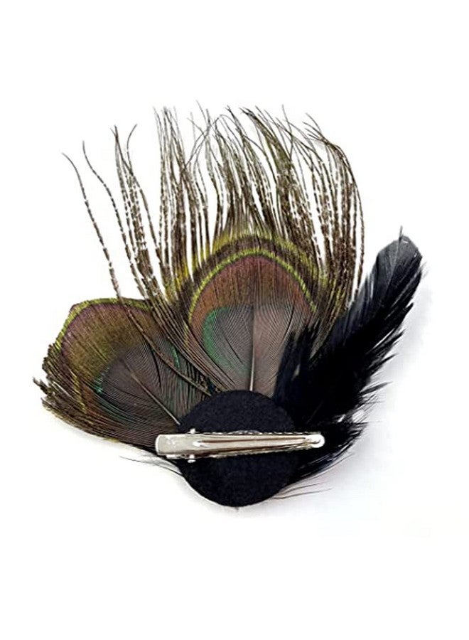 Aliotech Beautiful Butterfly Peacock Feather Hair Clip Pins With Artificial Pearl Rhinestones Feather Hair Clip Pin Bridal Wedding Dance Party Hair Accessory(Pearl) - Image 3