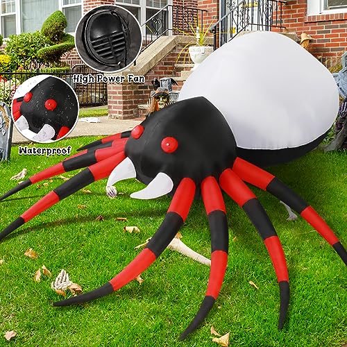 GOOSH 8 FT Width Halloween Inflatables Spider - Blow Up Yard Decorations with Magic Light - Halloween Outdoor Inflatables for Yard Garden Lawn Decor - Image 5