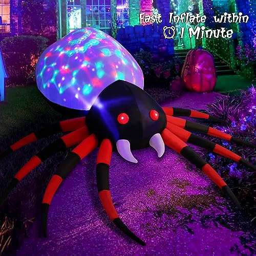 GOOSH 8 FT Width Halloween Inflatables Spider - Blow Up Yard Decorations with Magic Light - Halloween Outdoor Inflatables for Yard Garden Lawn Decor - Image 4