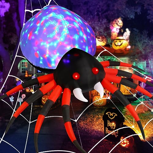 GOOSH 8 FT Width Halloween Inflatables Spider - Blow Up Yard Decorations with Magic Light - Halloween Outdoor Inflatables for Yard Garden Lawn Decor - Image 2
