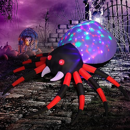 GOOSH 8 FT Width Halloween Inflatables Spider - Blow Up Yard Decorations with Magic Light - Halloween Outdoor Inflatables for Yard Garden Lawn Decor - Image 3