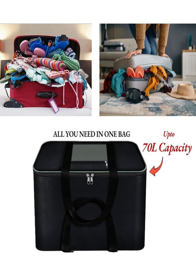 Clairs Fabric Underbed Storage Bag Moisture Proof Cloth Organiser Big Underbed Storage Bag With Zippered Closure And Handle (Black Red, 54X46X28Cm) (Pack Of 2, Grey Black) - Image 2