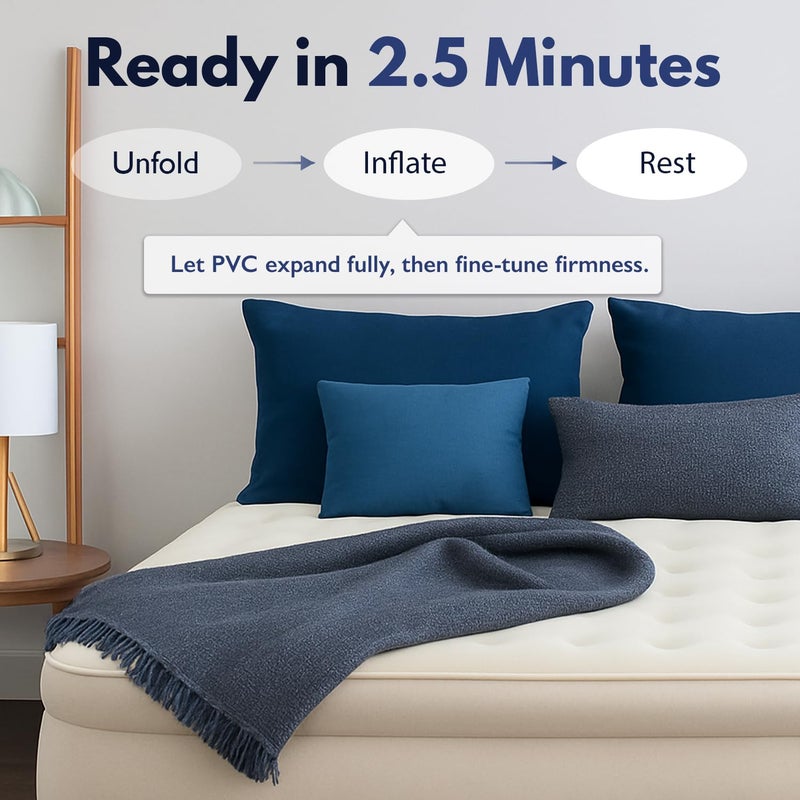 King Koil Luxury California King Air Mattress with Built-in Pump for Home, Camping & Guests - King Size Inflatable Airbed Luxury Double High Adjustable Blow Up Mattress, Durable Waterproof - Image 5