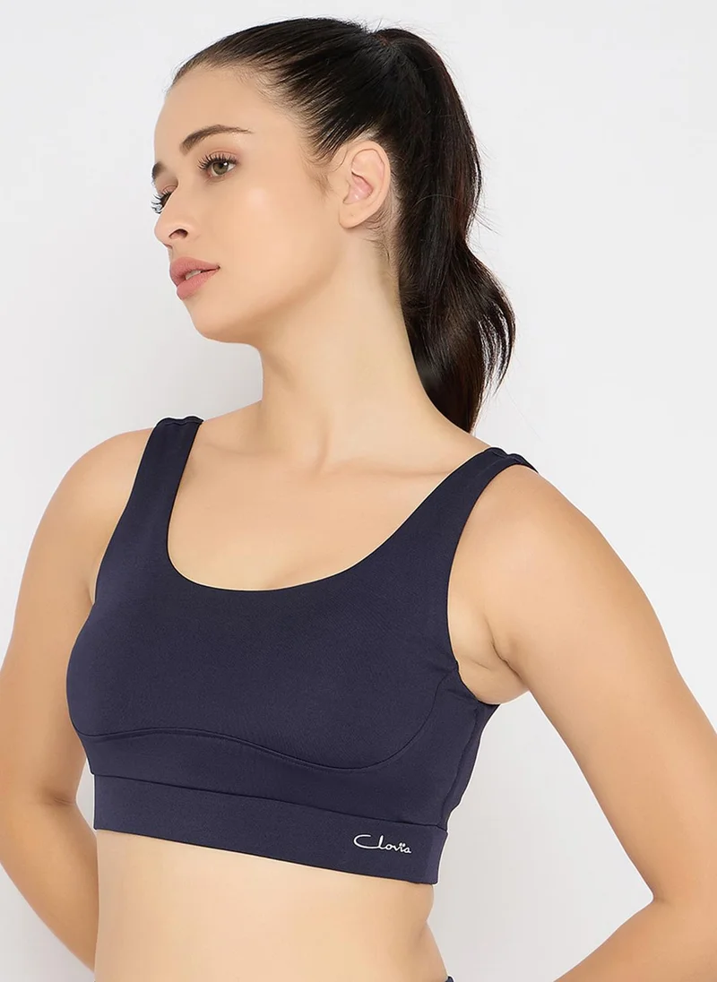 Clovia Clovia Medium Impact Sports Bra in Navy with Removable Cups