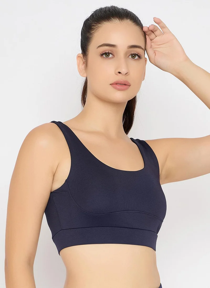 Clovia Clovia Medium Impact Sports Bra in Navy with Removable Cups