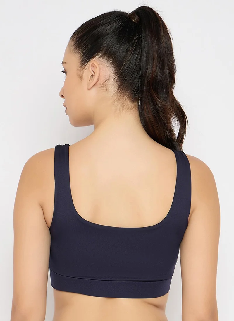 Clovia Clovia Medium Impact Sports Bra in Navy with Removable Cups