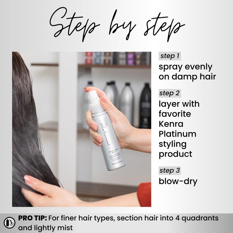 Kenra Professional Platinum Blow-Dry Mist | Ultra-Lightweight Thermal Protectant | Detangles, Smooths, & Softens | Eliminates Frizz & Resists Humidity | Fine To Medium Hair | 3.4 fl. oz. (2-Pack) - Image 4