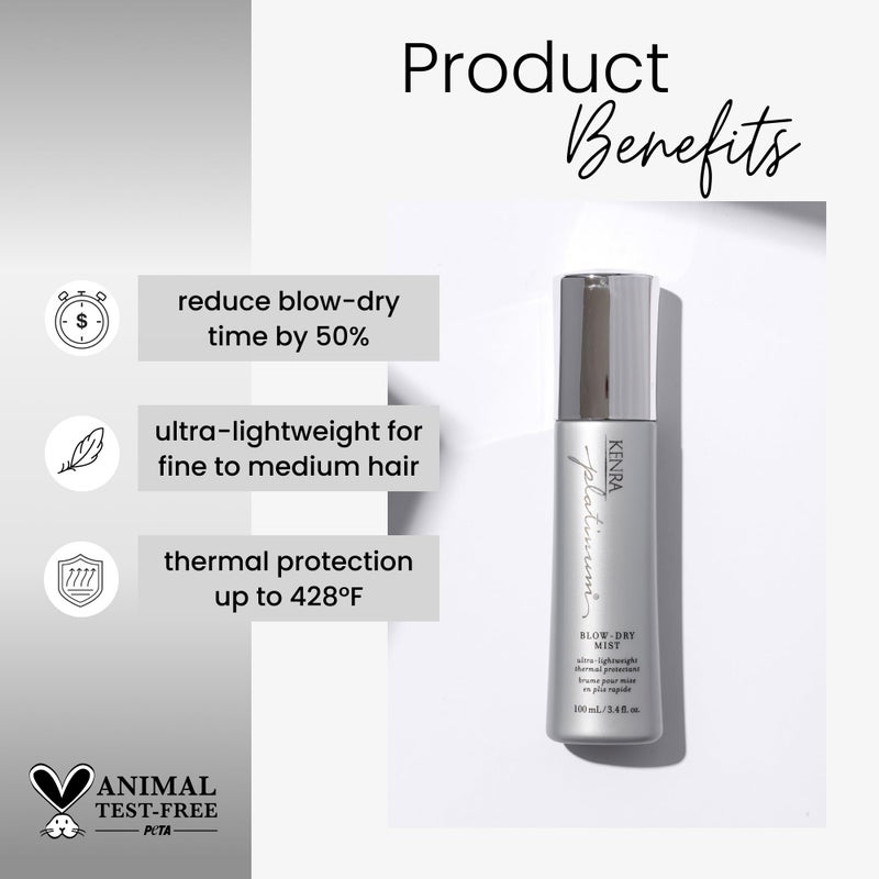 Kenra Professional Platinum Blow-Dry Mist | Ultra-Lightweight Thermal Protectant | Detangles, Smooths, & Softens | Eliminates Frizz & Resists Humidity | Fine To Medium Hair | 3.4 fl. oz. (2-Pack) - Image 2