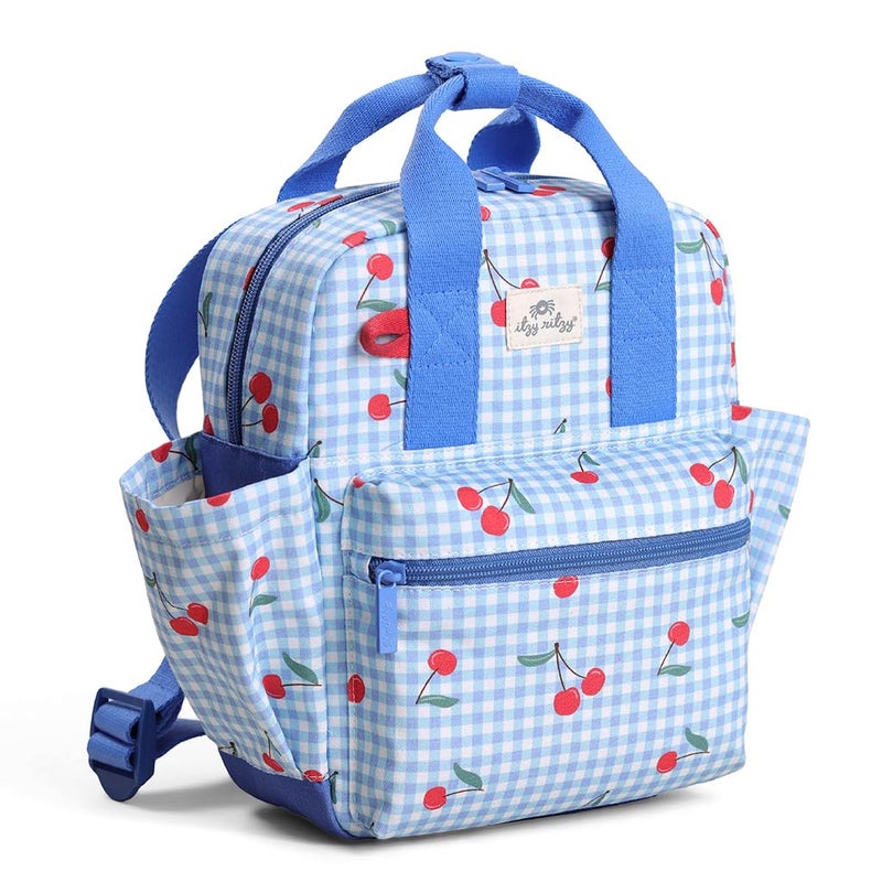 Itzy Ritzy Toddler Backpack - Daycare Bag - Features Adjustable Shoulder Straps, 2 Side Pockets & Spacious Interior with Wipeable Fabric Lining & Name Label, Cherry - Image 2