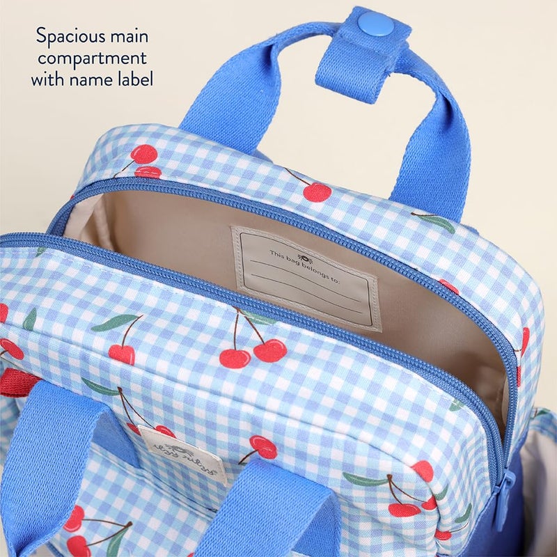 Itzy Ritzy Toddler Backpack - Daycare Bag - Features Adjustable Shoulder Straps, 2 Side Pockets & Spacious Interior with Wipeable Fabric Lining & Name Label, Cherry - Image 5
