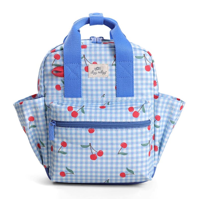 Itzy Ritzy Toddler Backpack - Daycare Bag - Features Adjustable Shoulder Straps, 2 Side Pockets & Spacious Interior with Wipeable Fabric Lining & Name Label, Cherry - Image 1