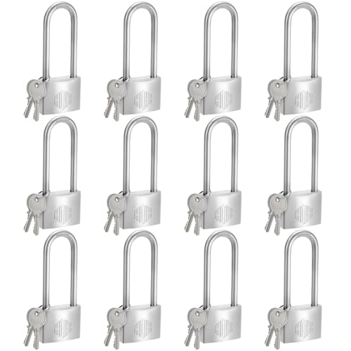 HOX MarineGrade Rustproof Padlock Stainless Steel Shackle ChromePlated Brass Body Weatherproof Outdoor Lock 25Inch Long Shackle 12Pack - Image 1