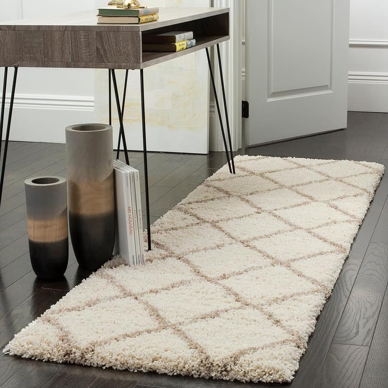 Tranquil Polyester Fluffy Fur Rug Shaggy Modern Carpet for Living Room, Bedroom, Guest Room, Kids Room (1.5x4 Feet, Ivory Box) - Image 1