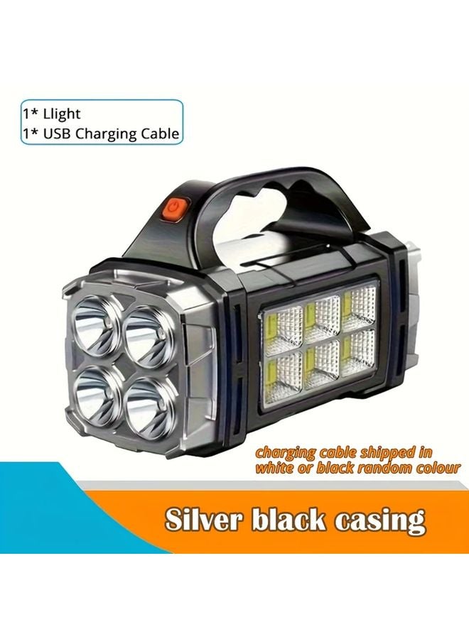 Portable USB Rechargeable Solar LED Flashlight With COB Work Light 4 Mode Charging For Camping Outdoor - Image 2