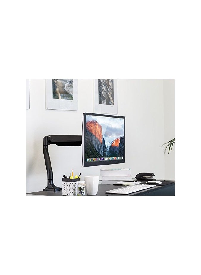 erorex - Single Monitor Arm Desk | Gas Spring Monitor Arm | Full Motion Articulating Height Adjustable | Fits 21 22 23 24 27 30 32 Inch VESA Compatible Computer Screen | Clamp and Grommet Base - Image 1