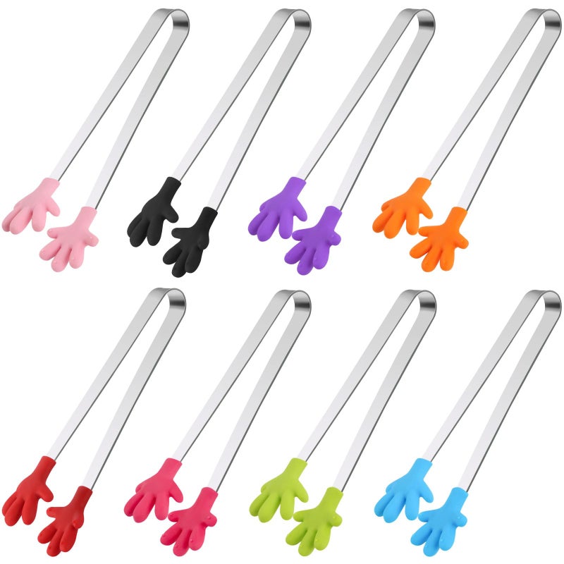 Shindel Shindel Small Tongs 5 Inch Silicone Mini Tongs to Feed Kids Kitchen Gadgets for Serving Appetizers Ice Cube fruits candy Dessert Barbecue Great for Classroom Fine Motor 