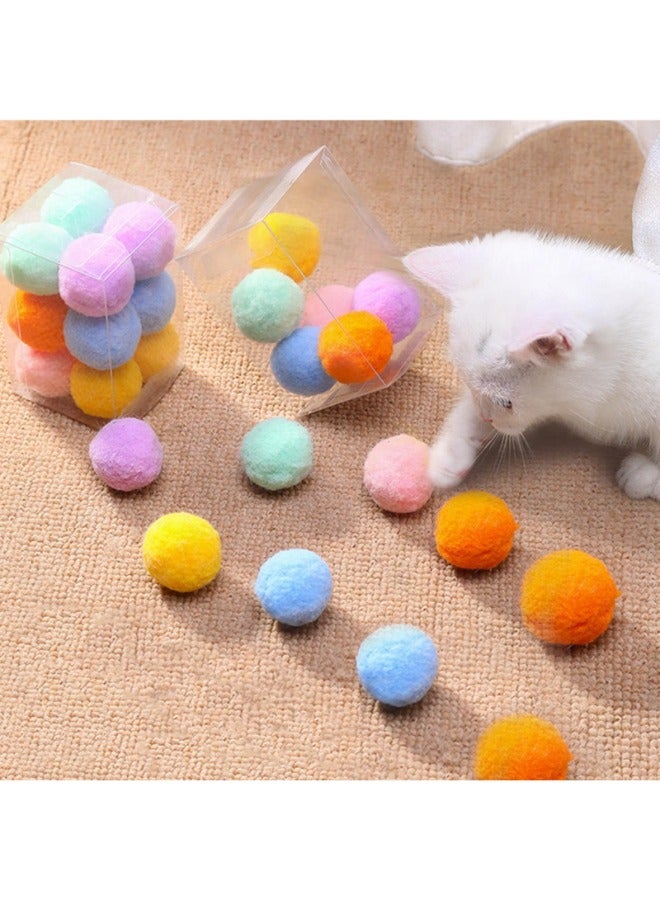 PETSARY 12Pcs Creative Assorted Colorful Funny Stretch Plush Chase Lightweight Balls Cat Toys Pompom Balls for Cats Molar Cat Chew Toy Convenient to Carry, Light, and Soft, Durable - Image 5
