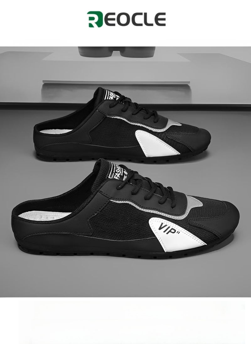 REOCLE Men's Half Slippers Slip On Shoes Half Slipperboard Shoes Shoes Male Athletic Sneaker Wide Versatile Casual Shoes - Image 1
