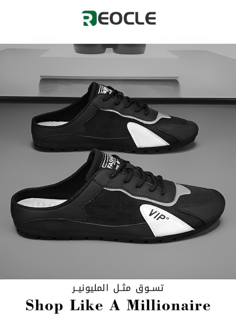 REOCLE Men's Half Slippers Slip On Shoes Half Slipperboard Shoes Shoes Male Athletic Sneaker Wide Versatile Casual Shoes  - Image 1