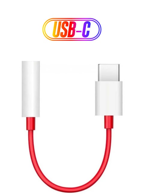 Type-C To 3.5mm Aux Audio Cable Adapter Red/White