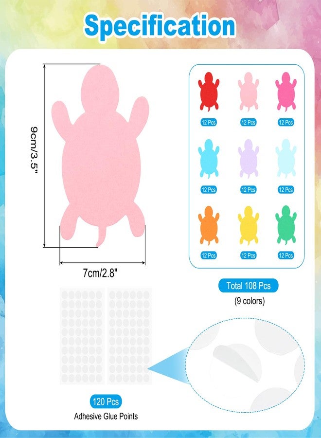 PATIKIL Bulletin Cutouts Paper, 108 Pcs Turtle Shape Bulletin Board Paper Cut Outs Decorations with Adhesive Points for Classroom DIY Crafts Projects Party Supplies, Multicolored - Image 2