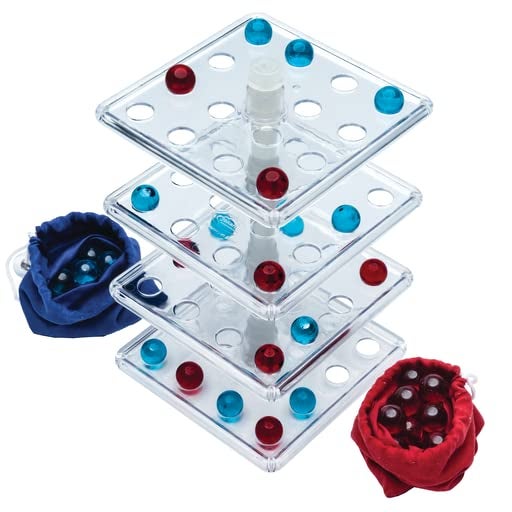 Jokari Take the Tower 3D Strategy Board Game for 2 To 4 Kids or Adults of Any Age. Easily Attach Rotating Playing Surfaces, Like Connect 4 Try to Align 4 Marbles, Turn a Level to Alter Opponent's Plan - Image 1