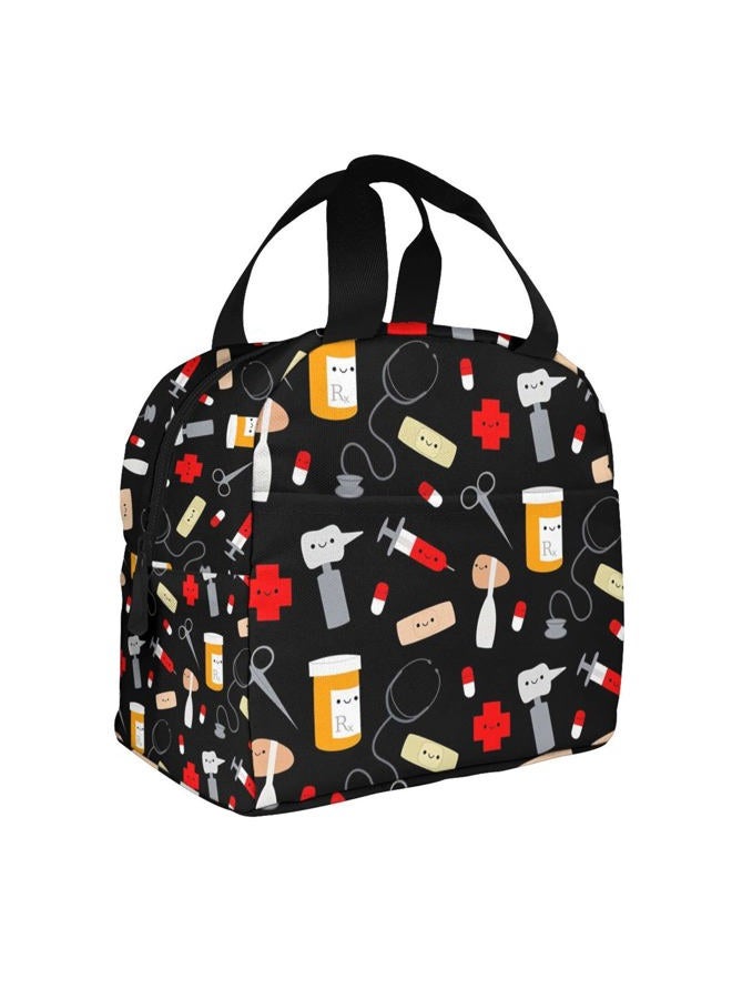 ZBDSKLEX Nurse Theme Lunch Bag for Women Insulated Tote Bag Reusable Cooler Lunch Box for Work Picnic Travel - Image 2