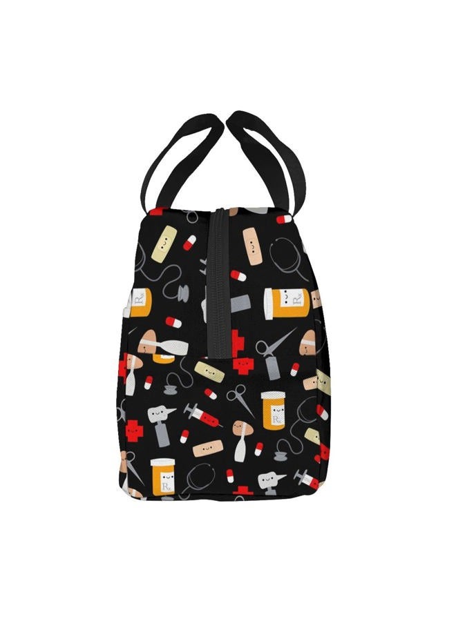 ZBDSKLEX Nurse Theme Lunch Bag for Women Insulated Tote Bag Reusable Cooler Lunch Box for Work Picnic Travel - Image 3