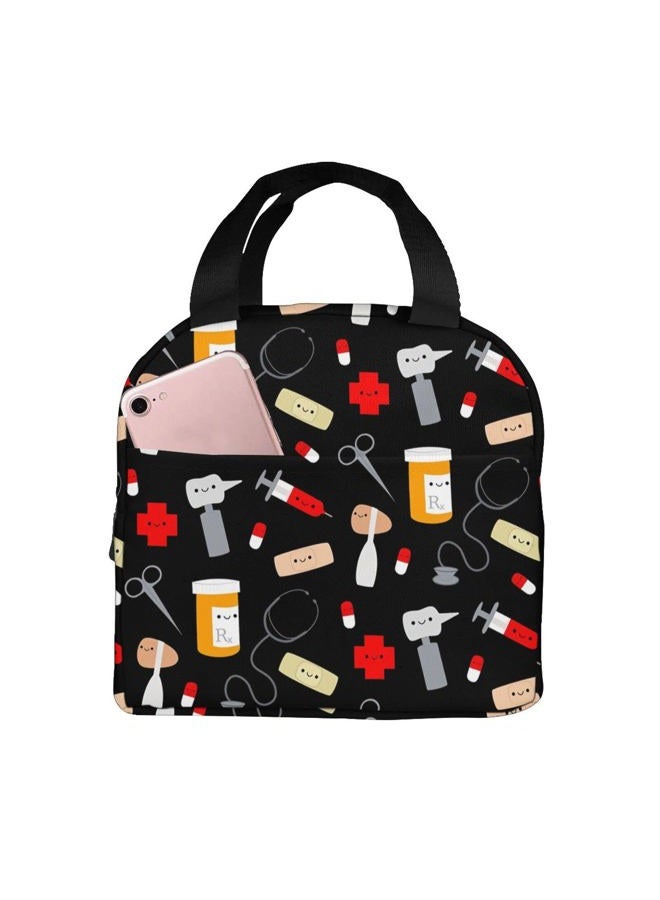 ZBDSKLEX Nurse Theme Lunch Bag for Women Insulated Tote Bag Reusable Cooler Lunch Box for Work Picnic Travel - Image 1