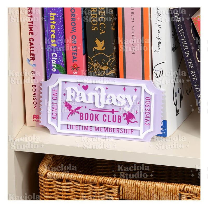 KACIOLA STUDIO Library Sign, Bookish Decor for Book Nook, Gifts for Booklovers/Reader/Women, Bookshelf Book Store Decor, Romantasy Gift (Fantasy) - Image 1