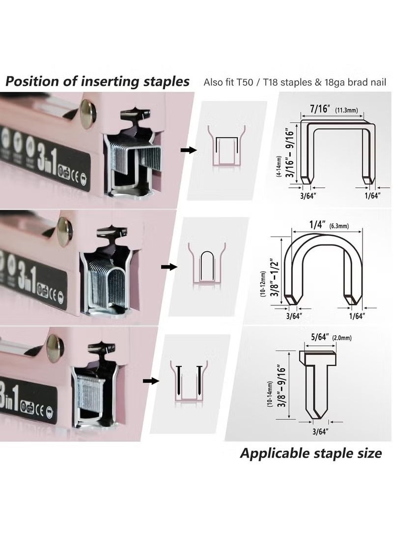 Generic - Staple  Heavy Duty, 3-in-1 Upholstery Staple  Kit with 3000 Staples, Stapler Remover, Manual Brad Nailer with Specific Staples Outlet Position Indicator - Image 1