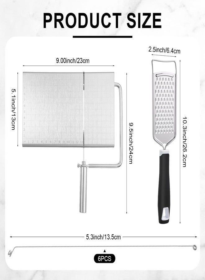 Lothee Replaceable Wire Cheese Slicer with Board and Measuring Grids and Grater Tightness Adjustable Cheese Slicers, Stainless Steel Cutter with 5 Extra Wires, Dishwasher Safe, Kitchen Gadget - Image 2