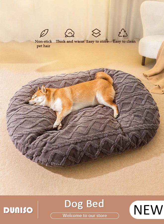 DUNISO Dog Bed, Winter Warm Plush Reversible Sleeping Mat with Sponge Pad for Large , Jumbo, Medium, Small Dogs, Non-Slip Washable Pet Couch for Cats, Golden Retriever Kennel Pad - Image 1