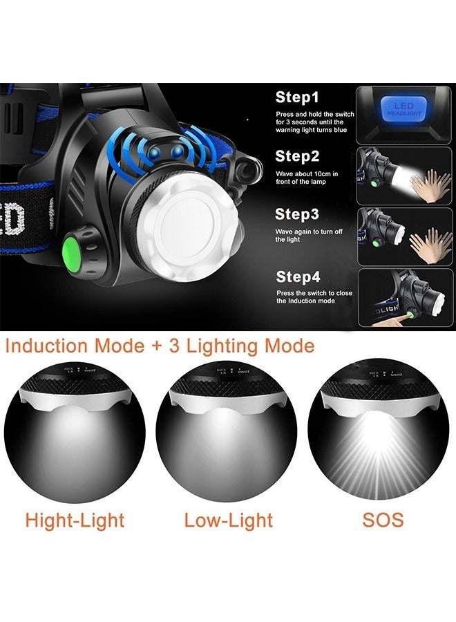 Alruht Super Bright Headlamp, USB Rechargeable Led Head Lamp, IPX4 Zoomable Waterproof Headlight with 3 Modes and Adjustable Headband for Camping, Hiking, Outdoors, Hunting, Running - Image 3