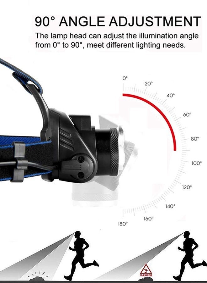 Alruht Super Bright Headlamp, USB Rechargeable Led Head Lamp, IPX4 Zoomable Waterproof Headlight with 3 Modes and Adjustable Headband for Camping, Hiking, Outdoors, Hunting, Running - Image 2