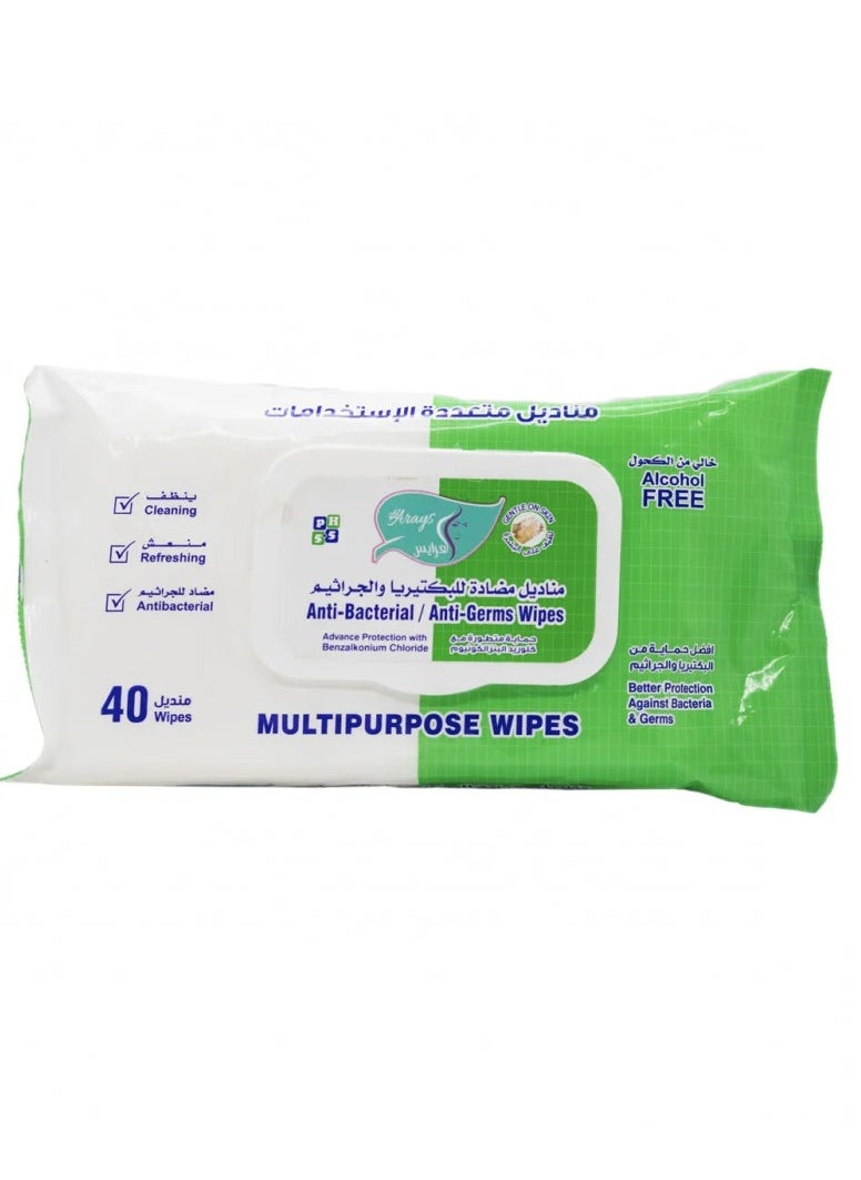 Alarays Anti Bacterial and Anti Germs Wipes 40 wipes  - Image 2